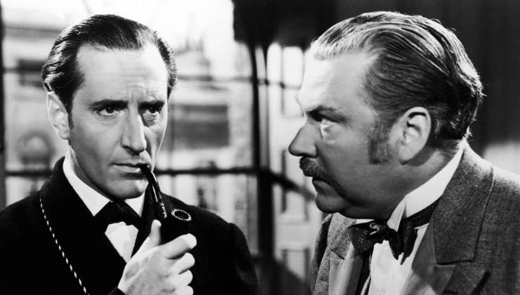 Basil Rathbone as Sherlock Holmes and Nigel Bruce as Dr Watson
