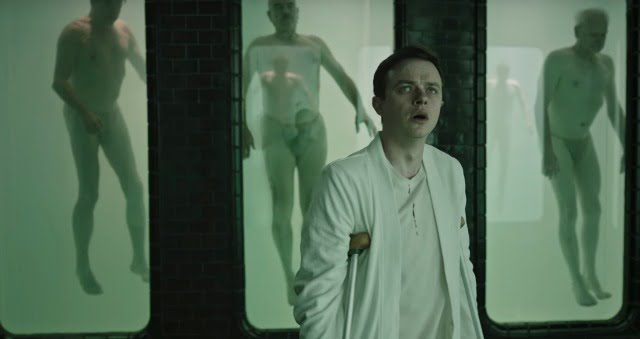 A younger man on crutches is shocked to find bodies in A Cure For Wellness
