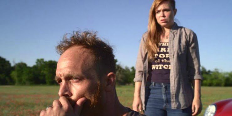 A man and woman look on in shock in Simon Rumley's Fashionista