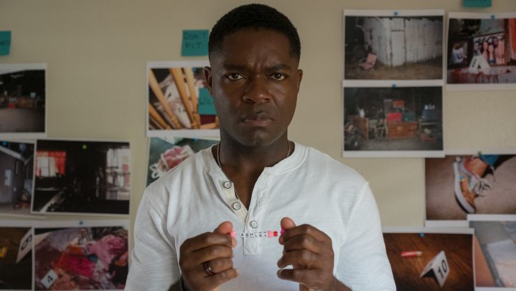 A man looks confused, even angry looking at something in Don't Let Go