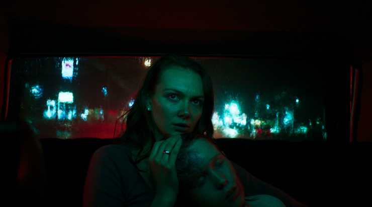 Luke David Blum as David, Andi Matichak as Laura - Son - Photo Credit: Shudder