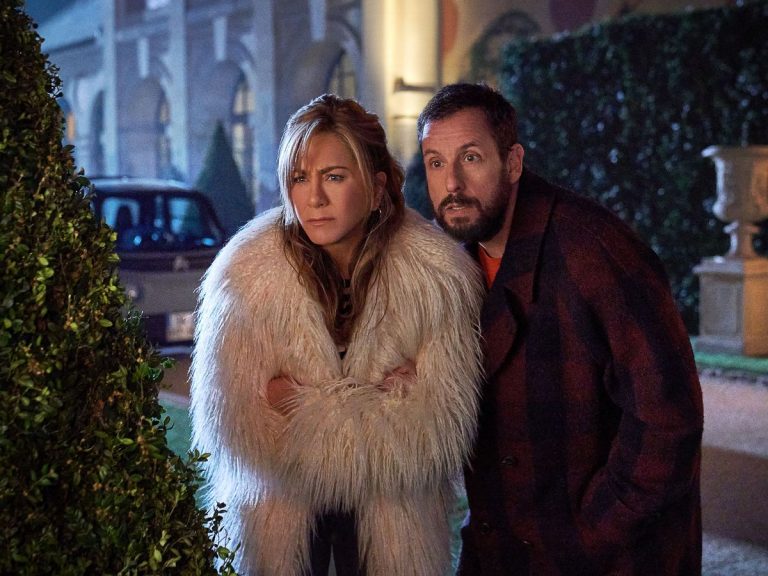Adam Sandler and Jennifer Aniston in Murder Mystery 2 out on Netflix from 31st March 2023