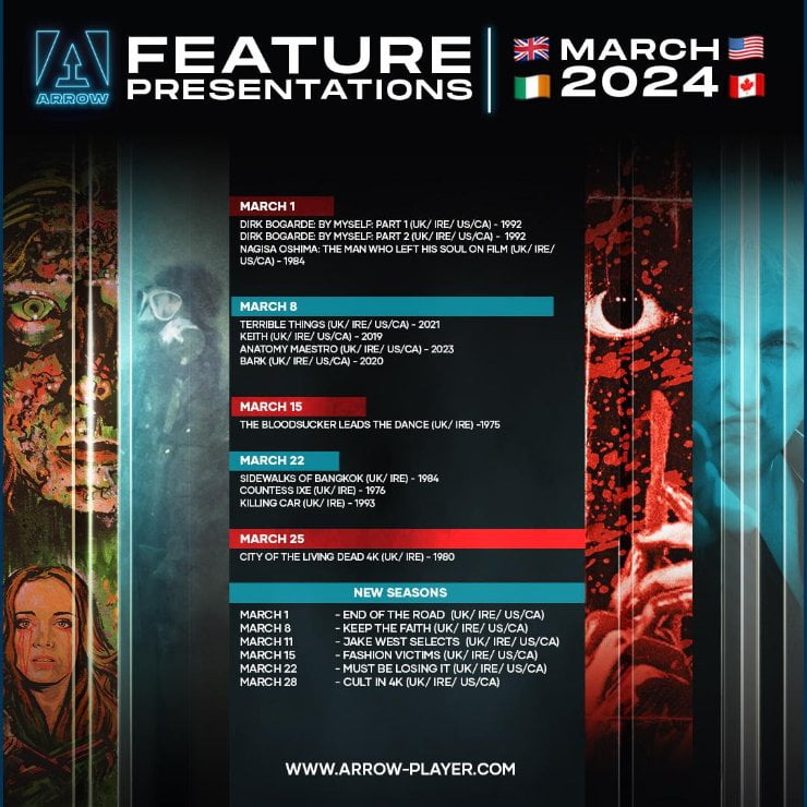 March 2024 line up for streaming service ARROW