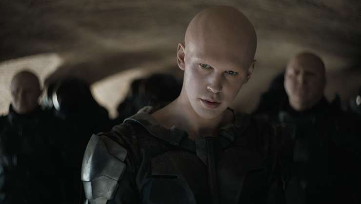 Bald man angry played by Austin Butler in Dune: Part Two