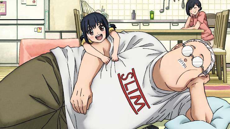 Animated Father plays with his daughter