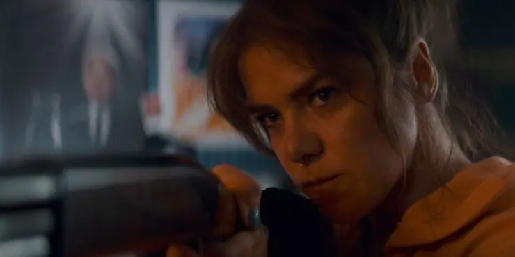 Woman with weapon from Seeds at TIFF 2024