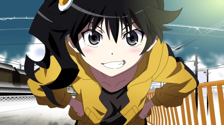 a young girl leans over to greet you in Anime Nisemonogatari