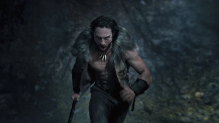 Aaron Taylor-Johnson is Kraven The Hunter running at something