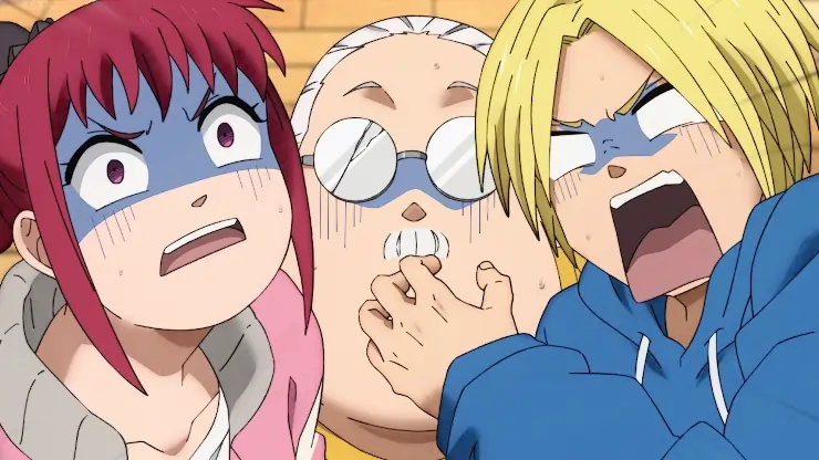 Two young people with Taro in Sakamoto Days