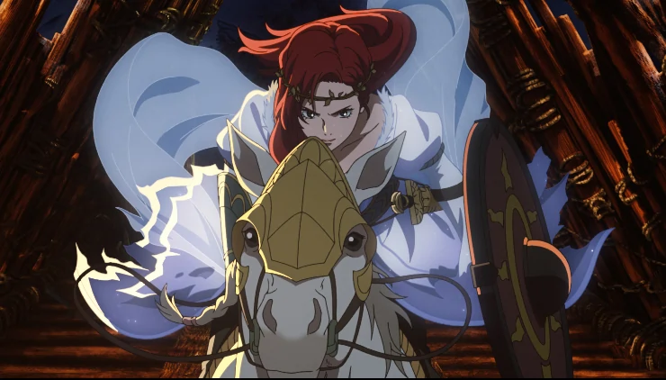 Hera rides a horse in The Lord of the Rings: The War of the Rohirrim.