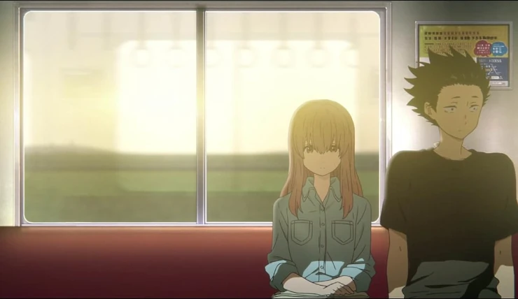 A Silent Voice on a train