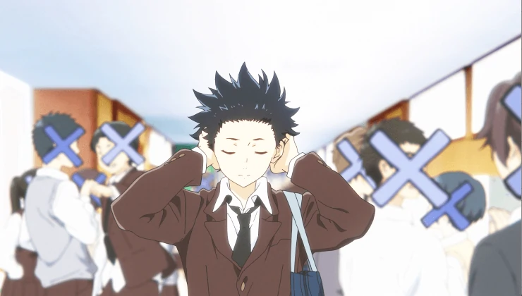 A Silent Voice, a boy covers his ears
