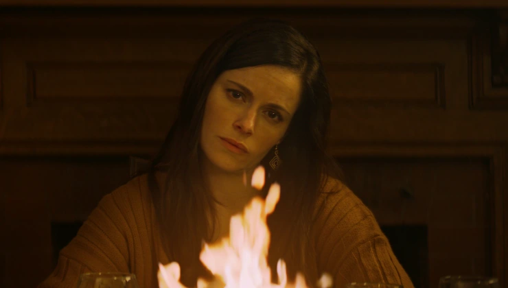 Emily Hampshire plays with fire in Mom