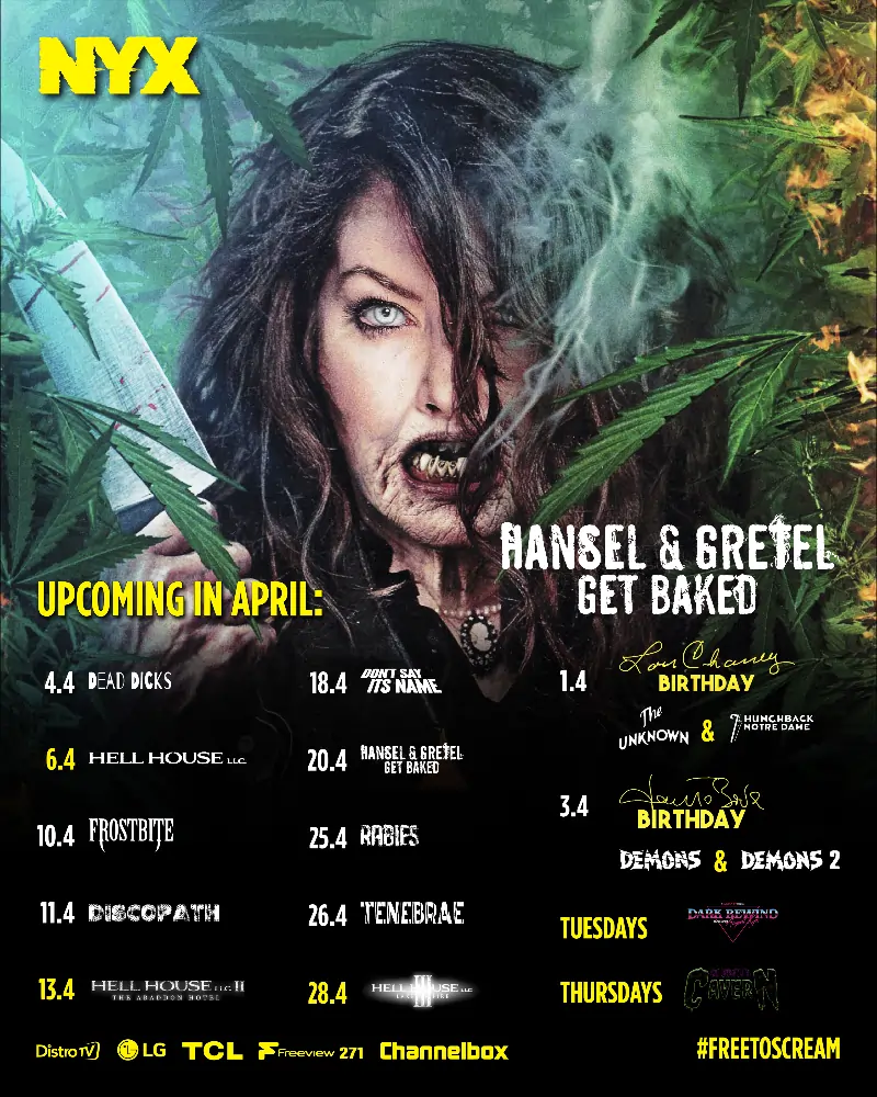Artwork for April 2025 line up at NYX Uk