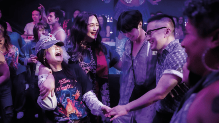 Lily Gladstone, Bowen Yang and Kelly Marie Tran in Th Wedding Banquet