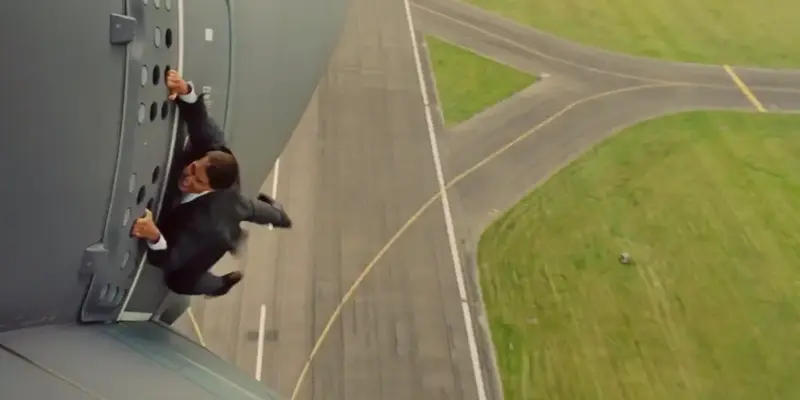 Tom Cruise in Mission: Impossible stunt on plane