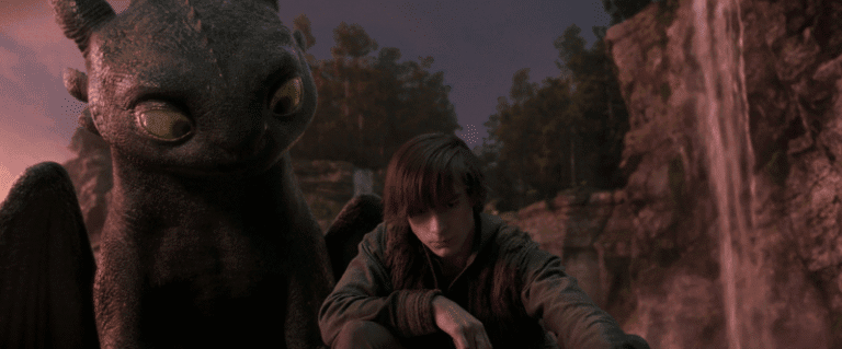Toothless and Hiccup in How to Train Your Dragon