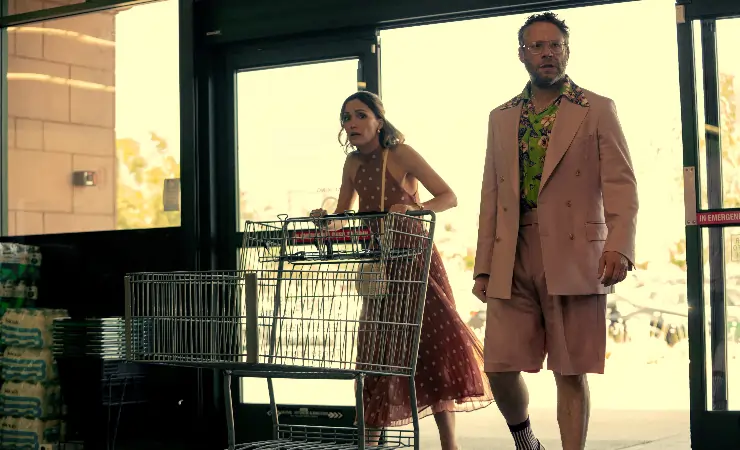 Rose Byrne and Seth Rogen in a supermarket in Platonic Season 4