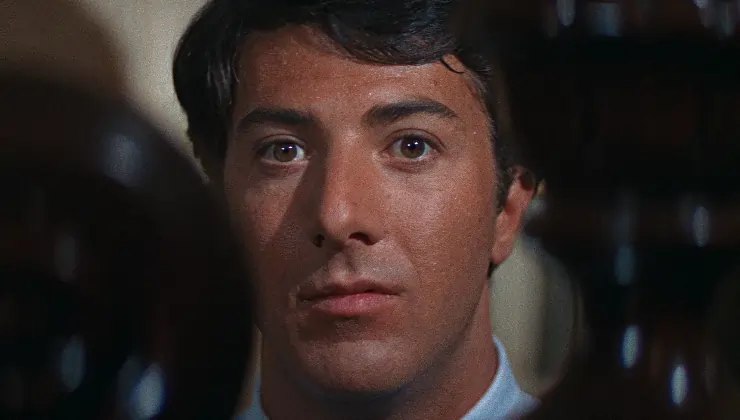 A young stairs anxiously in The Graduate