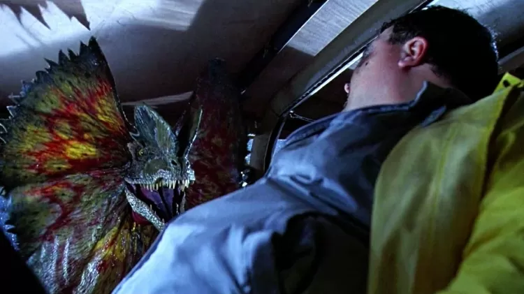 Dennis Nedry meets his doom in Jurassic Park