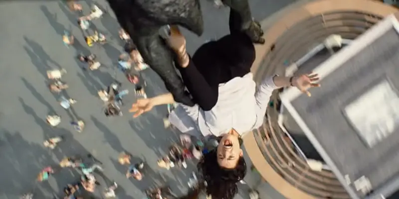 A woman is snatched off the floor in Jurassic World
