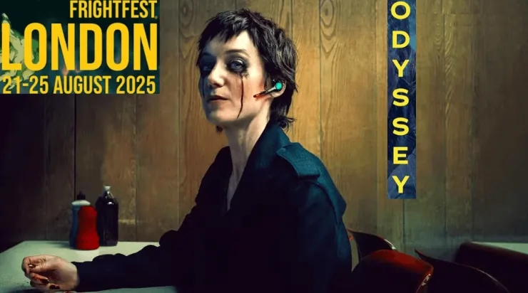 A woman sits down at a table in Odyssey