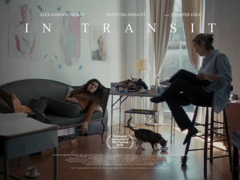 Alex Sarrigeorgiou and Jennifer Ehle in In Transit