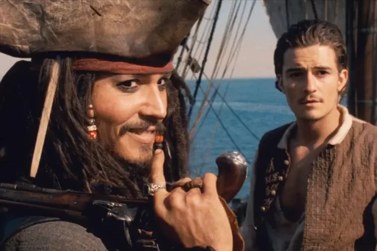 Orlando Bloom and Johnny Depp in Pirates of the Caribbean