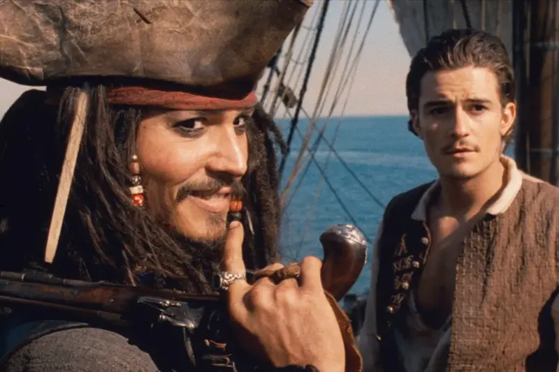 Orlando Bloom and Johnny Depp in Pirates of the Caribbean