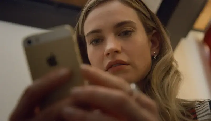 Lily James plays Whitney Wolfe in Swiped
