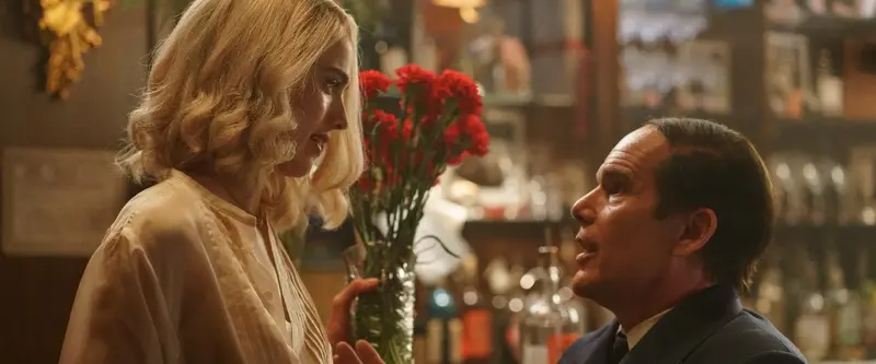 Ethan Hawke and Margaret Qualley in Blue Moon