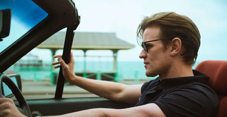 Matt Smith drives a car in The Death Of Bunny Munro
