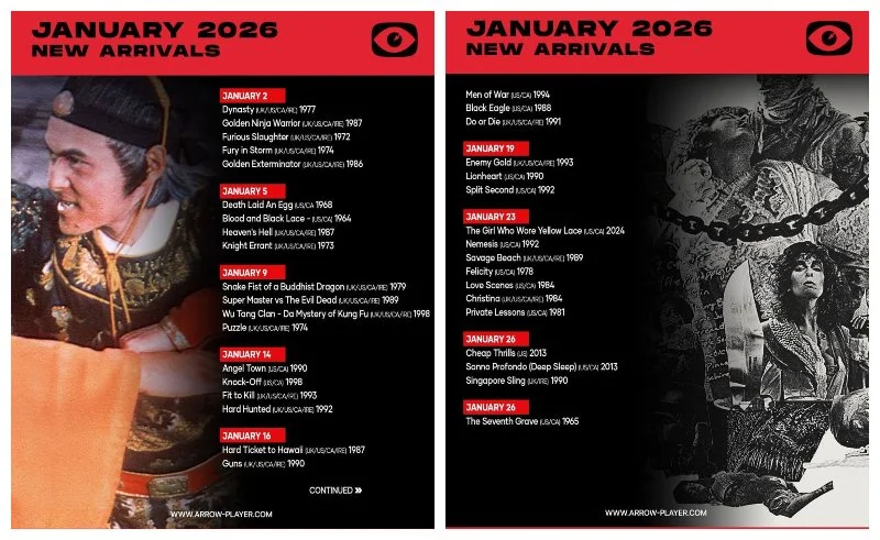 ARROW VIDEO Channel january 2026 listings