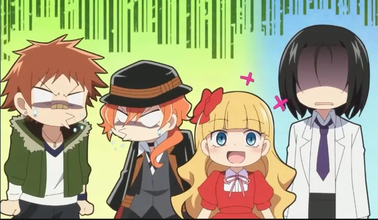Chibi size animated anime characters from Bungo Stray Dogs WAN! 2