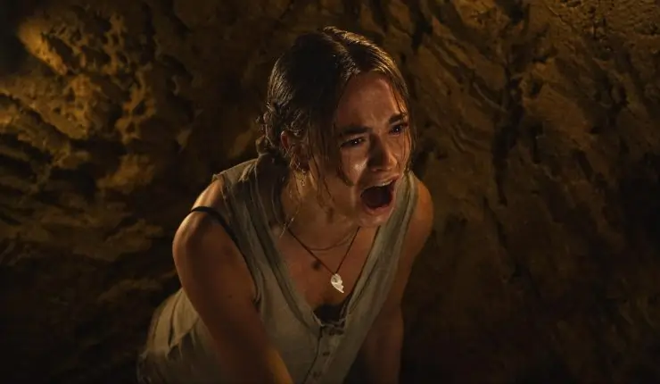 A woman screams in fear in Primate.