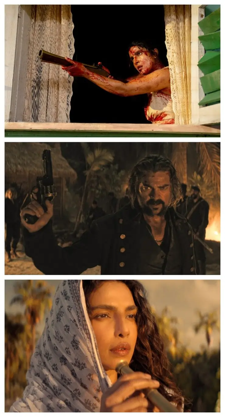 A trio of images from Prime Video actioner The Bluff