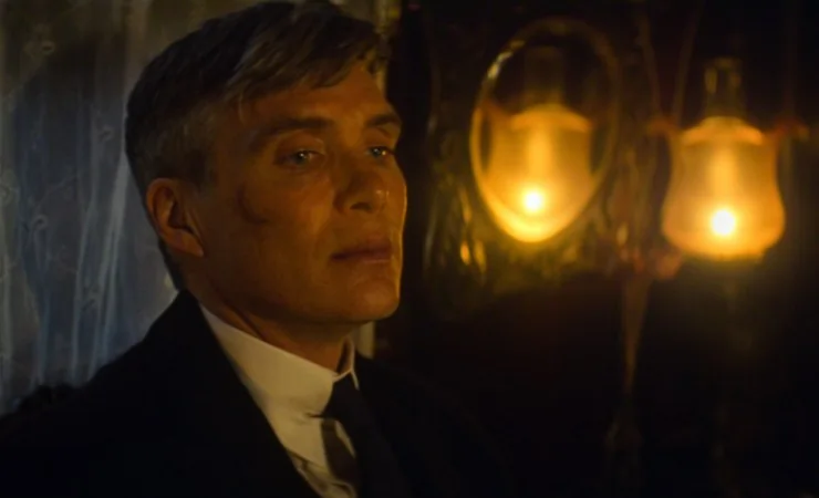 Tommy Shelby looks concerned in Peaky Blinders: The Immortal Man