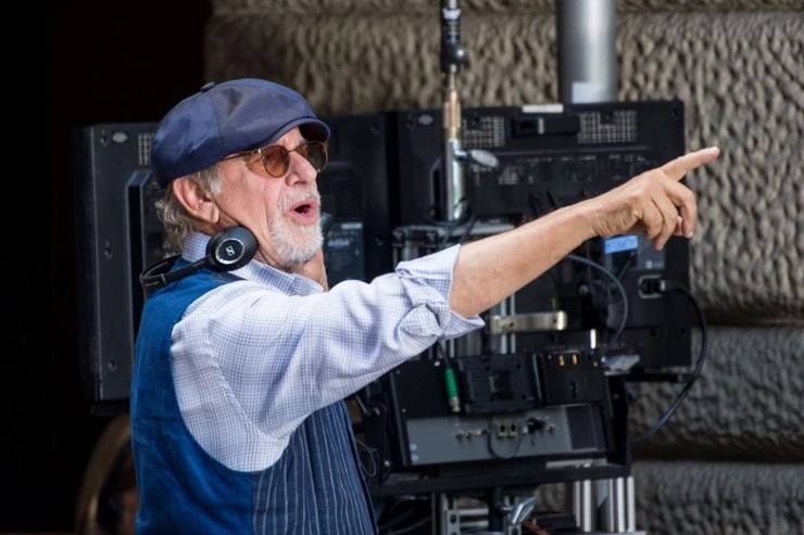 Steven Spielberg directs on set