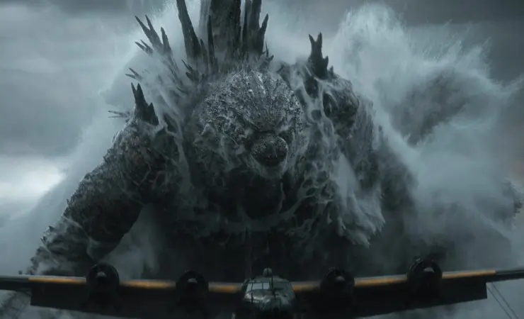 Godzilla tracks a military plane in Godzilla Minus Zero