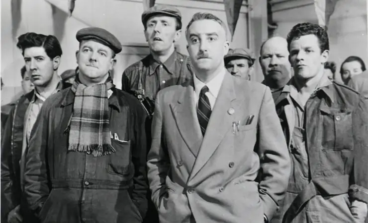 A group of men look annoyed in Peter Sellers I'm Alright Jack (1959)