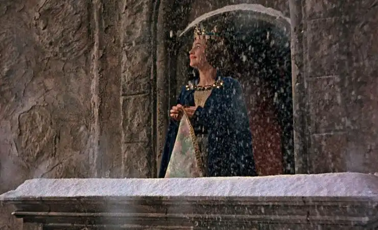 A princess on a balcony in Snow