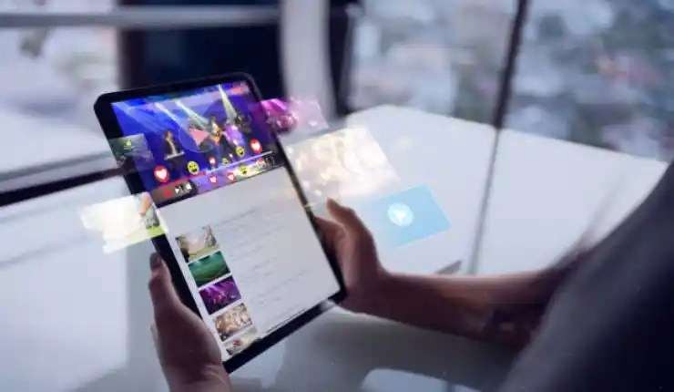 Someone is using a tablet streaming
