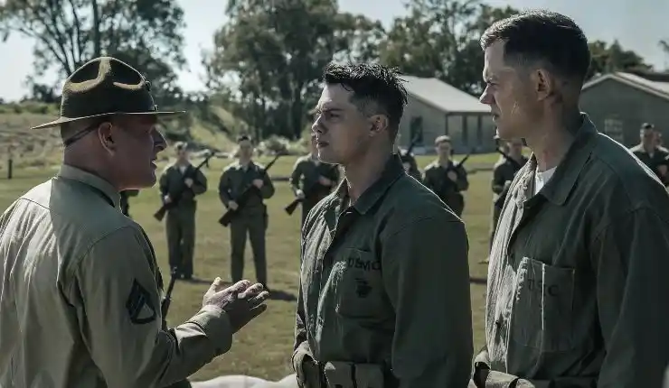 Army officer ordering soldiers in The Mosquito Bowl
